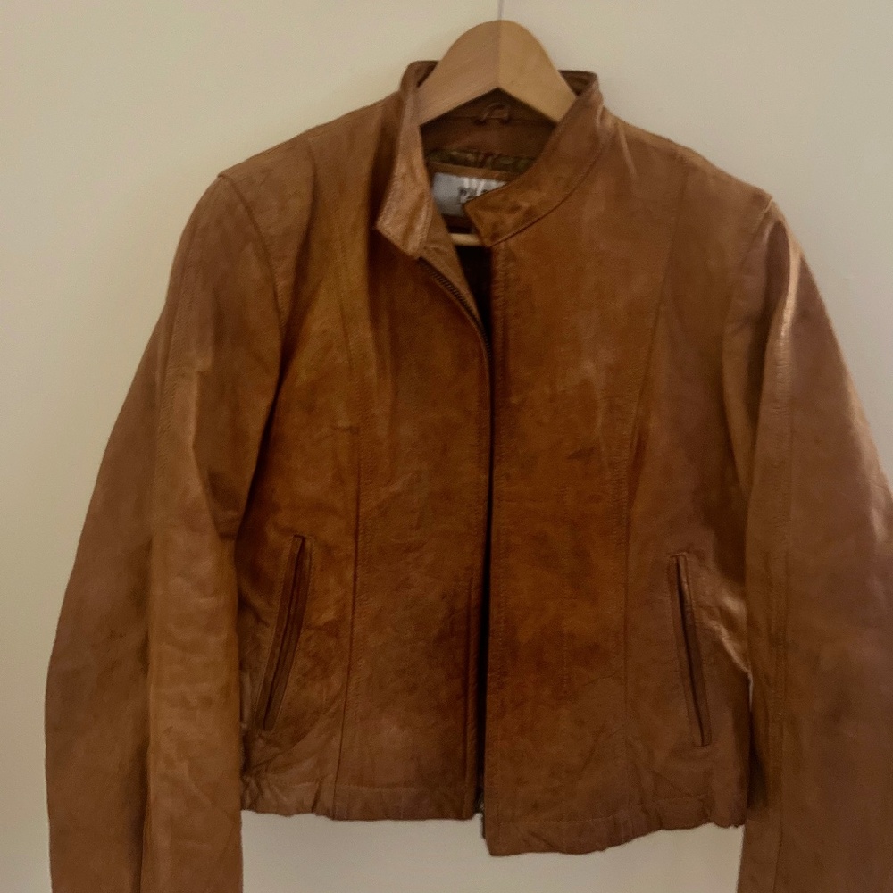 Leather Wilson Bomber Jacket Medium Brown